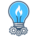 Genuine Technologies light bulb and gears mark